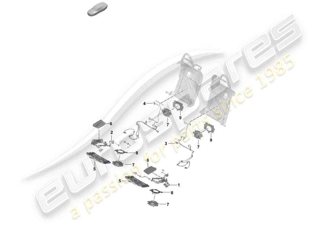 porsche 2025 (panamera 976) schema elettrico dei componenti del sedile posteriore