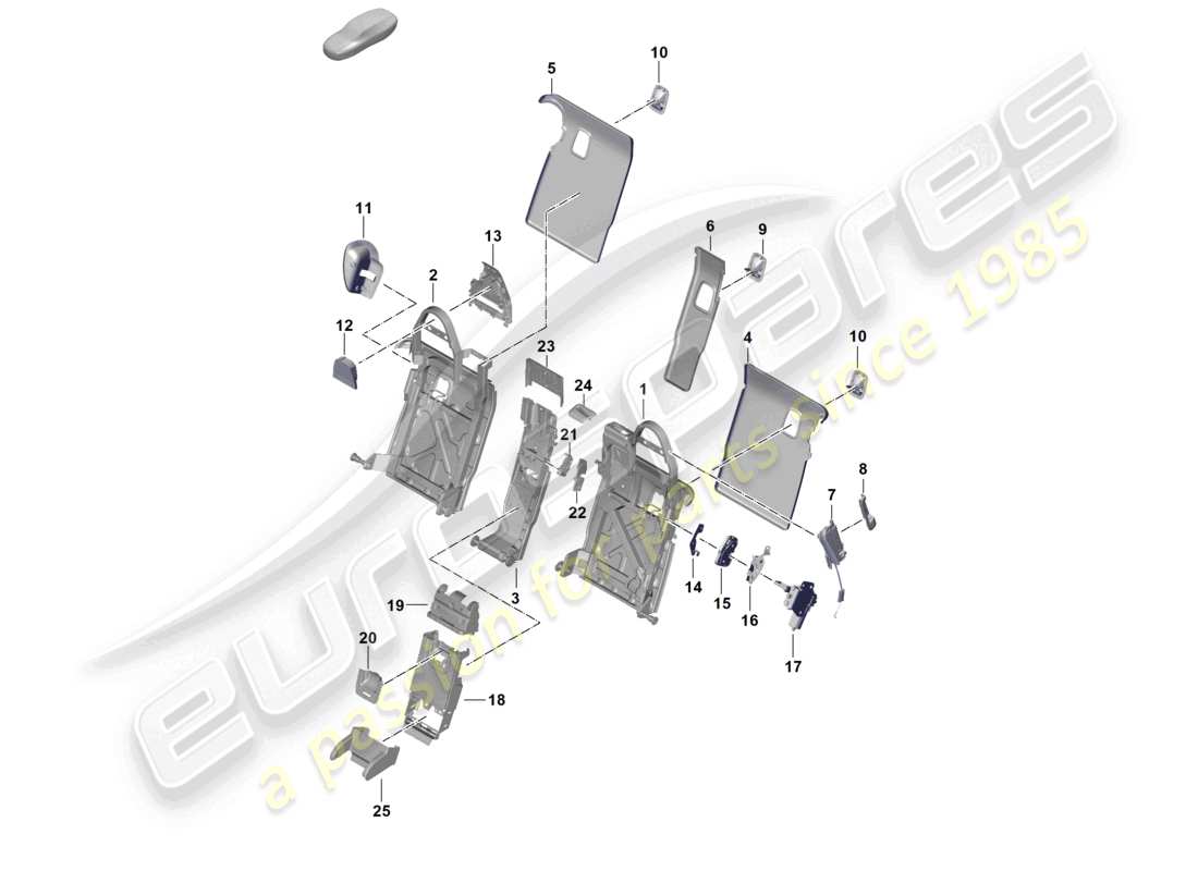 porsche 2025 (panamera 976) telaio dello schienale 2+1 schema delle parti del sedile comfort