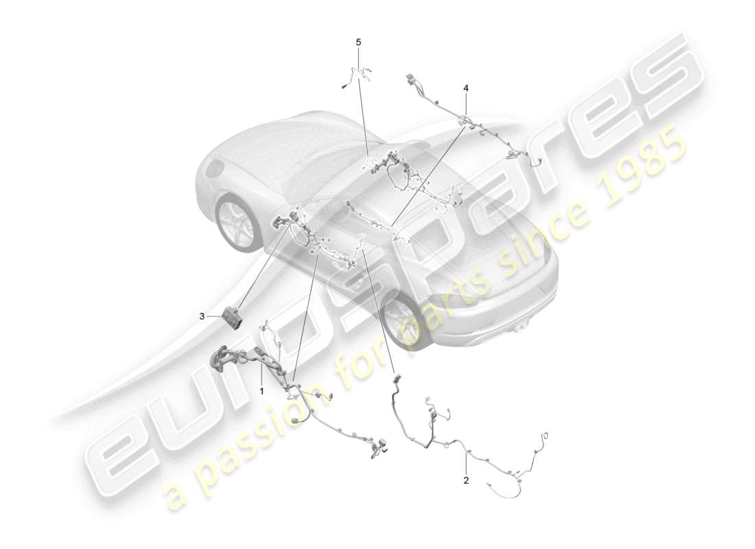 porsche 2023 (718 cayman) cablaggi porte consolle centrale unità di controllo porte controllo capote schema delle parti