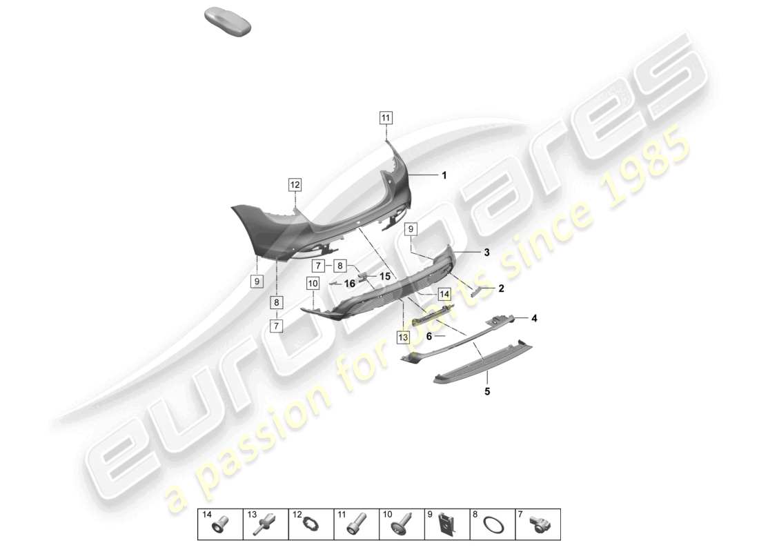 porsche 2026 (taycan 9j1-2) paraurti posteriore pacchetto sport design diagramma delle parti