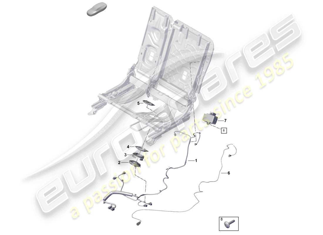 porsche 2025 (cayenne e3 pa) schema elettrico dei componenti del sedile posteriore