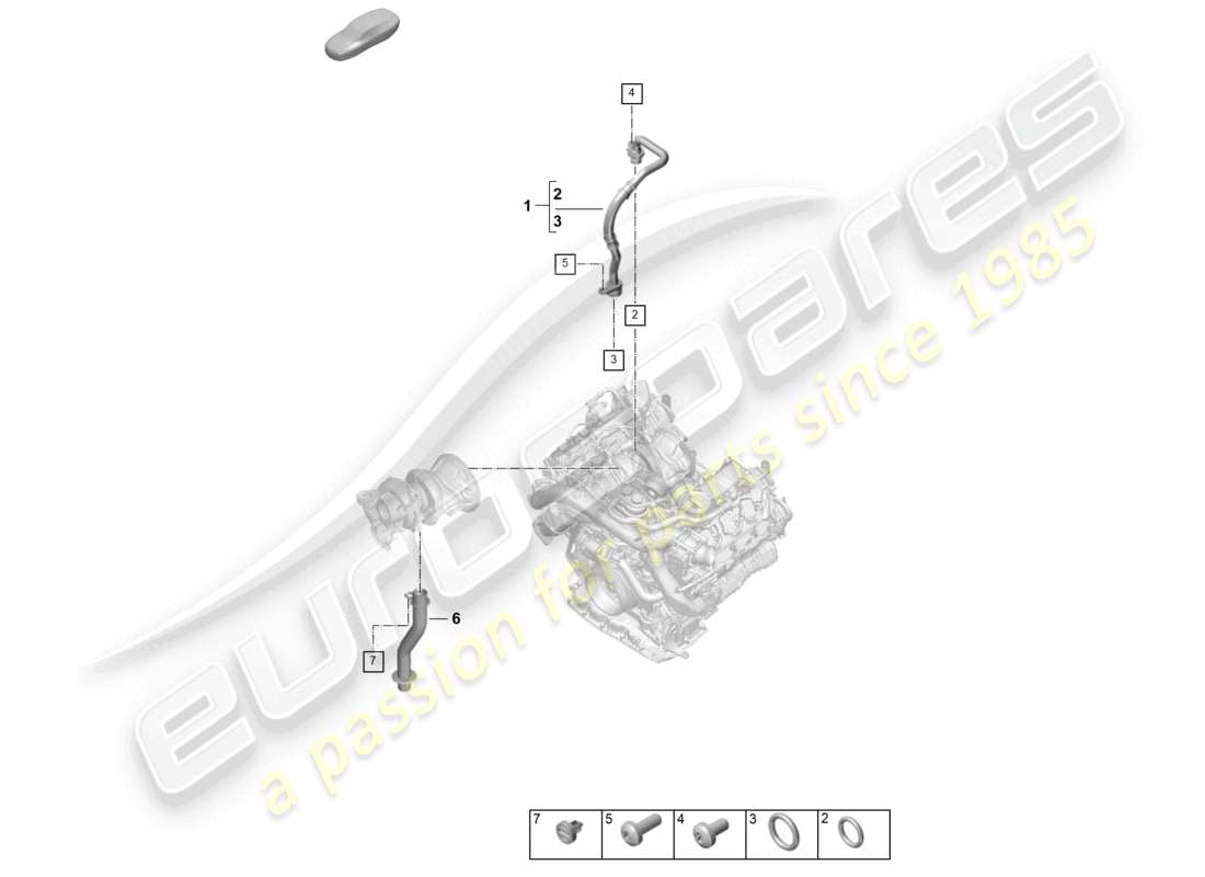 porsche 2026 (cayenne e3 pa) schema elettrico della linea di pressione dell'olio per il turbocompressore a gas di scarico