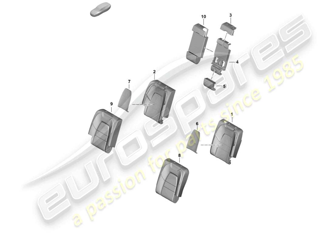 porsche 2025 (cayenne e3 pa) parte in schiuma posteriore schienale del sedile posteriore copertura dello schienale diagramma delle parti
