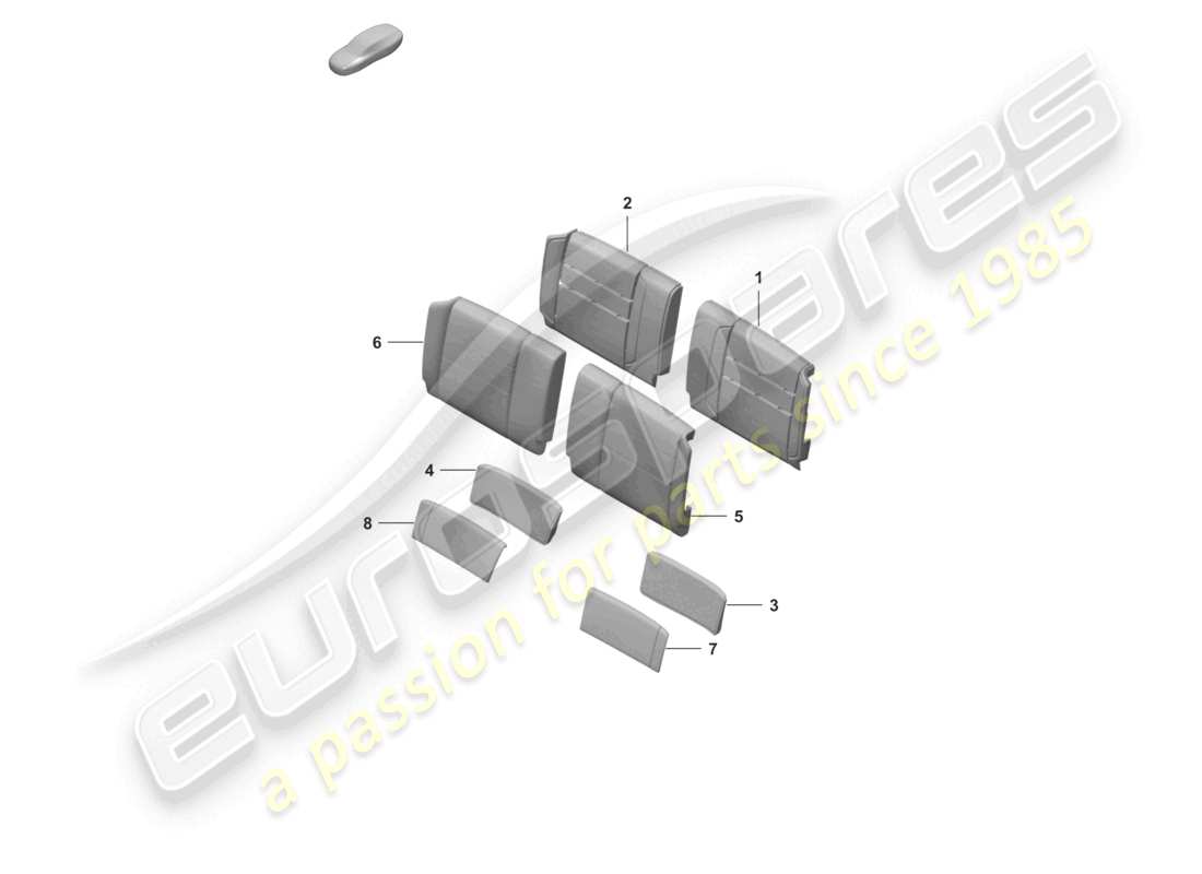 porsche 2026 (992-2 gt3) parte in schiuma rivestimento dello schienale (similpelle) supporto lombare schema delle parti