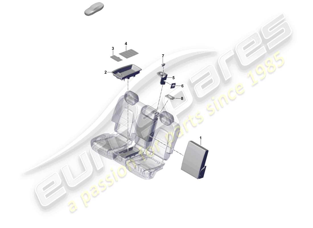 porsche 2023 (cayenne e3 pa) console centrale bracciolo centrale coperture diagramma delle parti