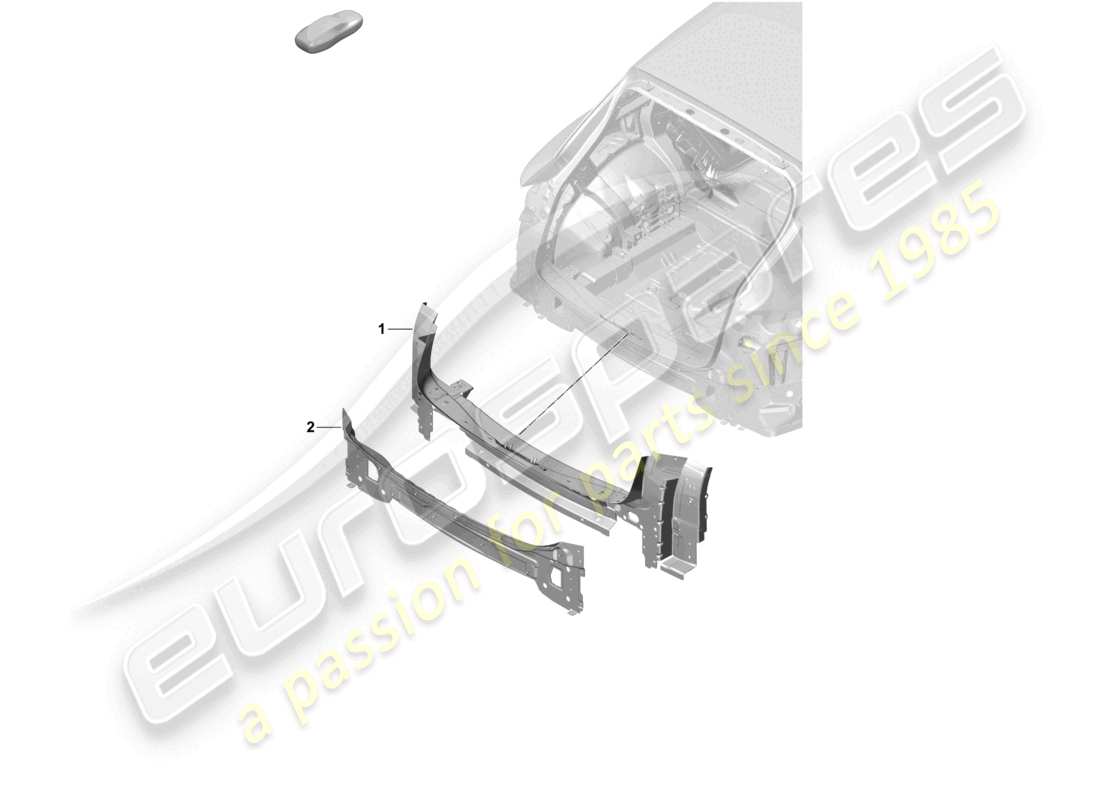 porsche 2025 (cayenne e3 pa) schema delle parti posteriori del pannello trasversale