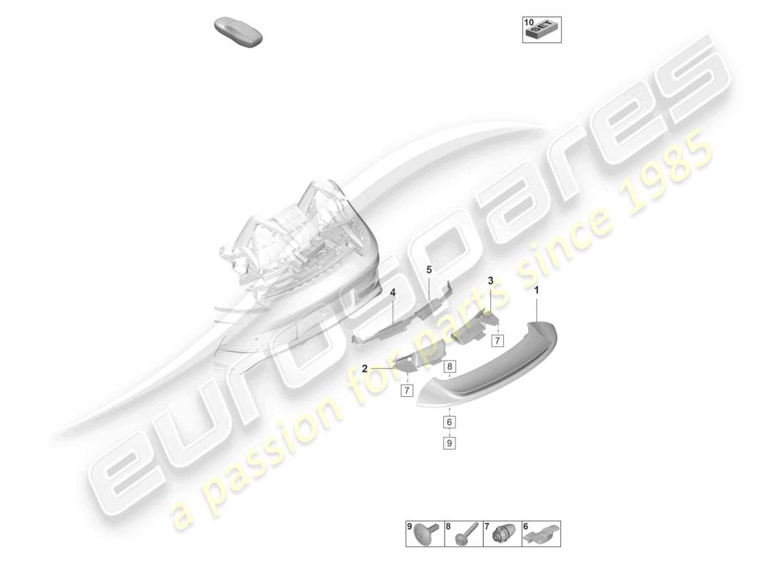 porsche 2023 (992-1 gt3/rs/st) spoiler posteriore diagramma delle parti