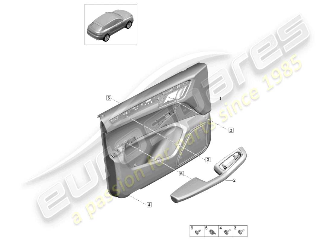 porsche 2021 (macan) pannelli di rivestimento delle porte porte anteriori per veicoli con rivestimento in pelle bicolore illuminazione interna comfort schema ricambi