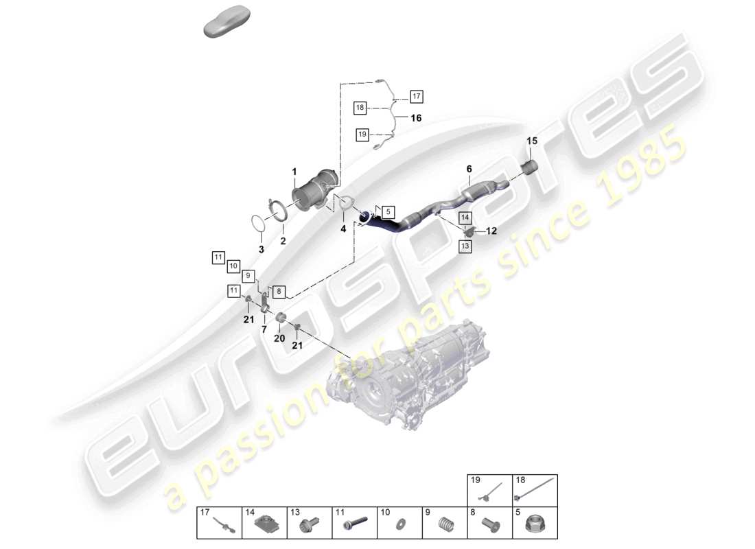 porsche 2026 (cayenne e3 pa) sistema di scarico tubo di scarico con catalizzatore tubo di scarico con silenziatore anteriore sonda lambda schema dei componenti