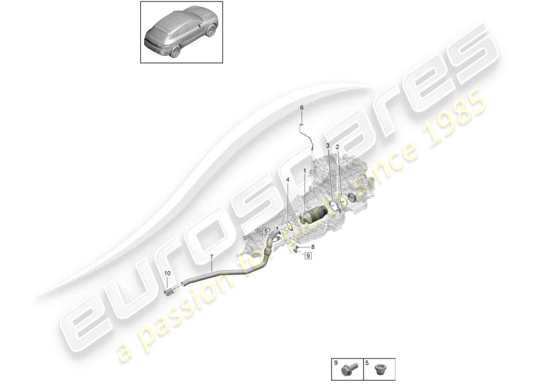 porsche 2021 (macan) convertitore catalitico sonda lambda diagramma delle parti
