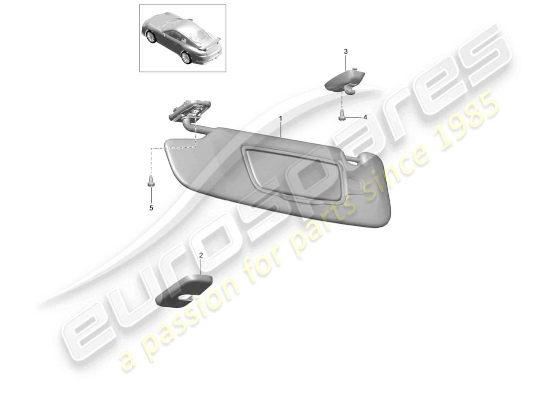 porsche 2021 (991-2 r/gt3/rs) visiere da sole diagramma delle parti