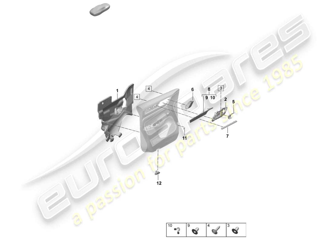 porsche 2025 (macan-e) accessori porte anteriori pannello porta schema delle parti