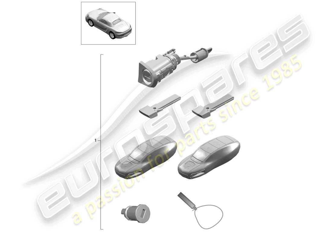 porsche 2024 (718 boxster) set di riparazione 1 set di cilindri di serratura diagramma delle parti