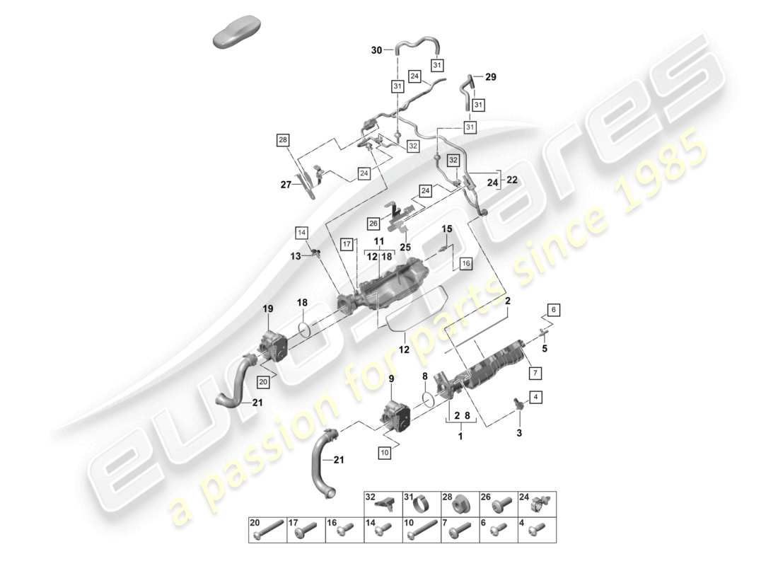 porsche 2021 (panamera 971-2) schema delle parti di ventilazione del collettore di aspirazione per il serbatoio del carburante