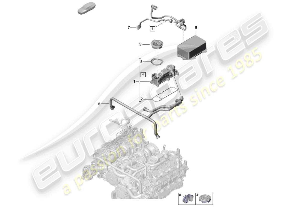 porsche 2021 (panamera 971-2) schema delle parti di ventilazione dell'alloggiamento del basamento