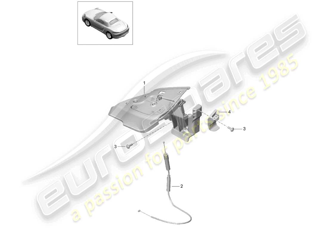 porsche 2026 (718 boxster) schema della parte superiore convertibile laterale dello sportello