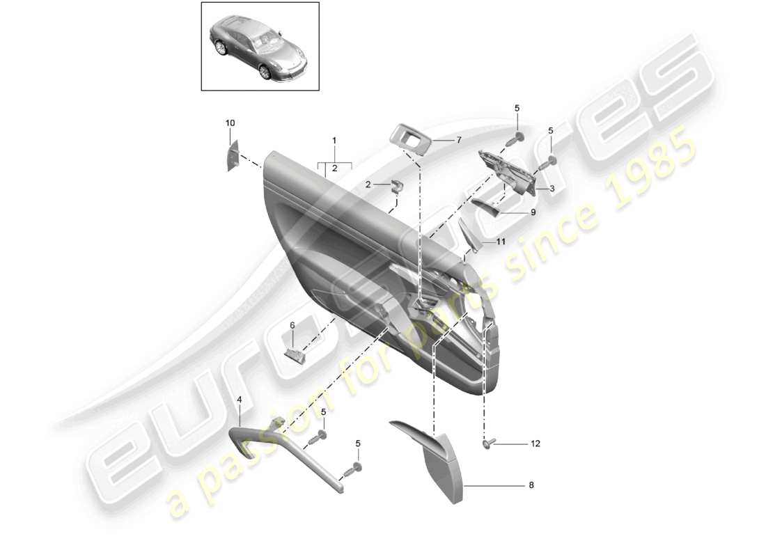 porsche 2021 (991-2 r/gt3/rs) pannello porta gt3 accessori pannello di rivestimento per rivestimento porta carbonio touring paket 2. generazione d - mj 2018>> schema dei componenti