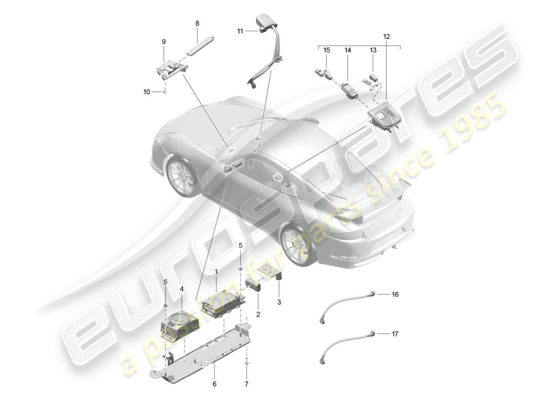 porsche 2021 (991-2 r/gt3/rs) per modelli con telefono e chiamata di emergenza schema delle parti