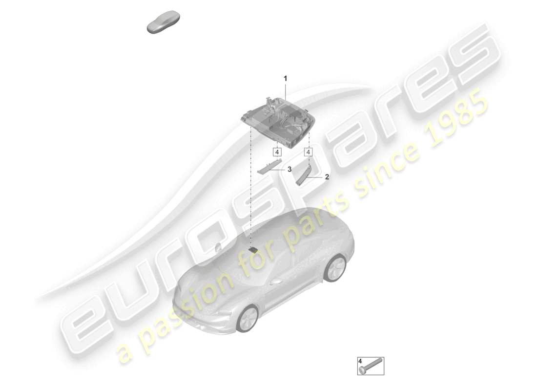 porsche 2025 (taycan 9j1-2) console da tetto diagramma delle parti