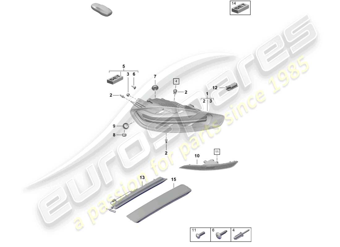 porsche 2025 (718 boxster spyder) luce posteriore luce targa luce freno supplementare luce fendinebbia posteriore schema delle parti