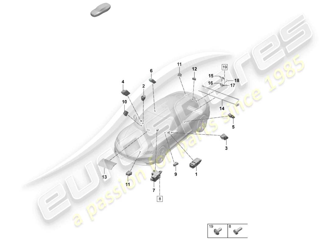 porsche 2026 (taycan 9j1-2) interruttore interfaccia multimediale presa diagramma delle parti