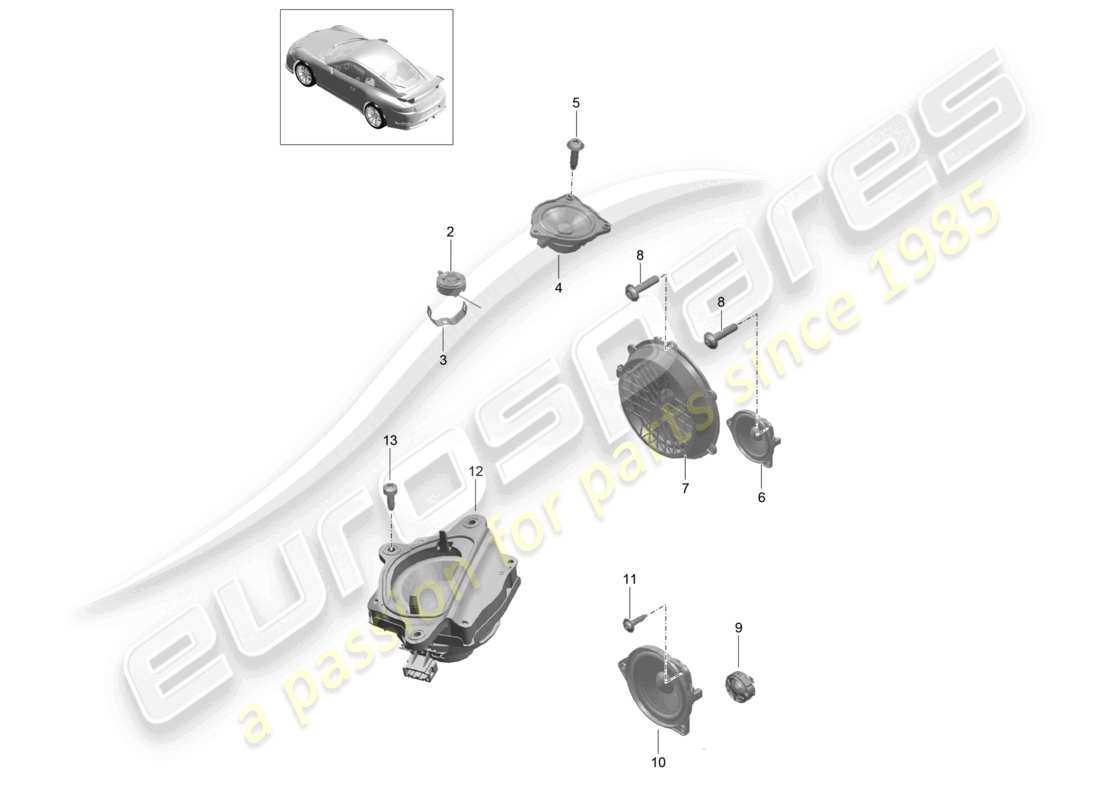 porsche 2021 (991-2 r/gt3/rs) altoparlante d >>- mj 2017 diagramma delle parti