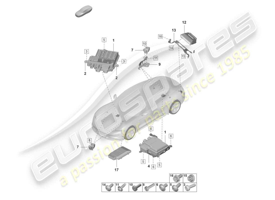 porsche 2020 (taycan 9j1-1) centralina per la stabilizzazione attiva del rollio centralina per sospensioni adattive schema delle parti