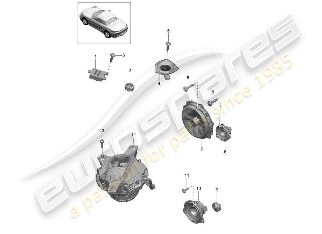 porsche 2026 (718 boxster) altoparlante schema delle parti
