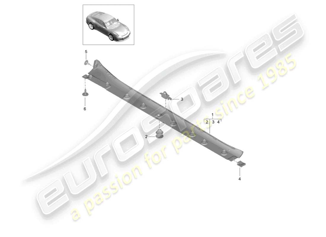 porsche 2021 (991-2 r/gt3/rs) rivestimento lato lato diagramma delle parti