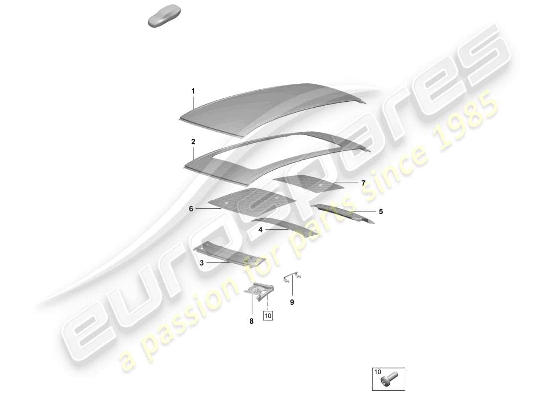 porsche 2025 (macan-e) schema delle parti del pannello esterno del tetto