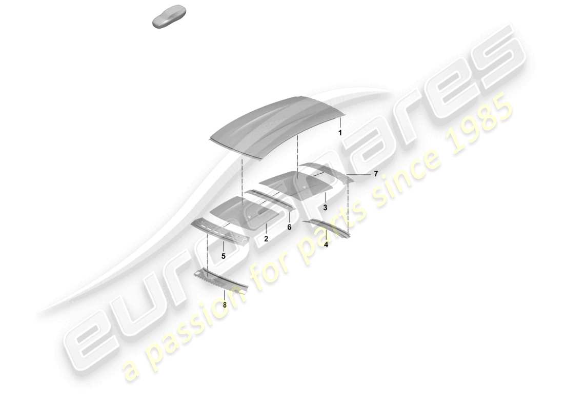 porsche 2026 (taycan 9j1-2) pannello esterno del tetto traversa diagramma delle parti