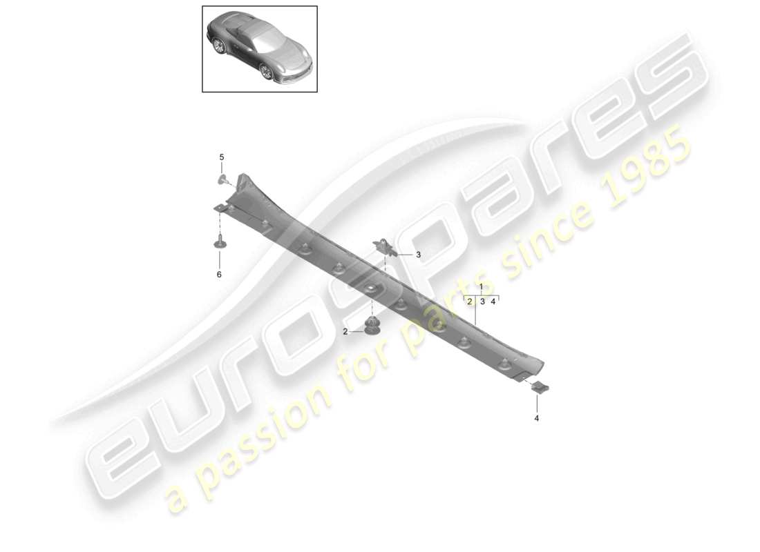 porsche 2021 (991-2 r/gt3/rs) rivestimento lato lato diagramma delle parti