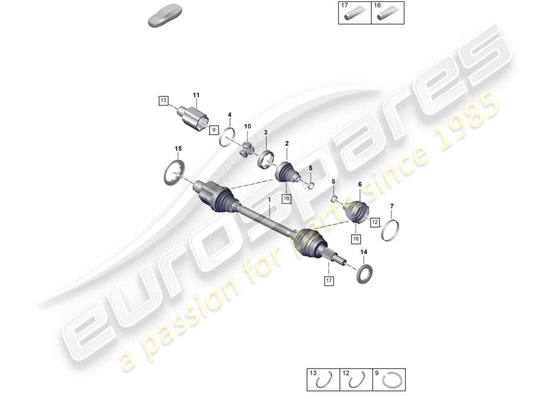 porsche 2021 (panamera 971-2) albero di trasmissione assale anteriore diagramma delle parti