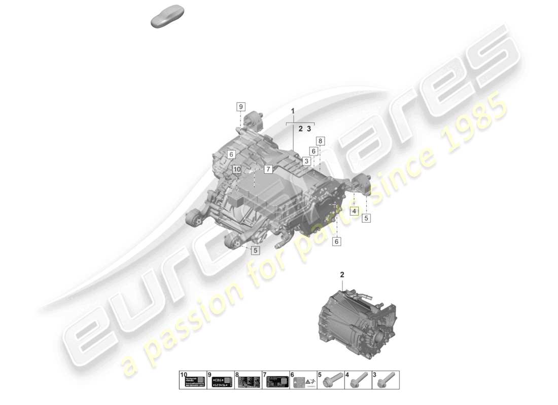 porsche 2026 (taycan 9j1-2) motore di ricambio motore di trazione per azionamento elettrico asse posteriore diagramma delle parti