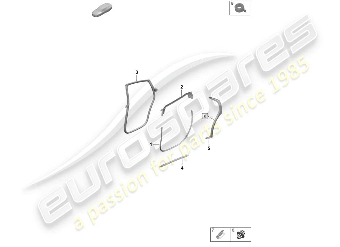 porsche 2026 (taycan 9j1-2) guarnizione porta posteriore accessori diagramma delle parti