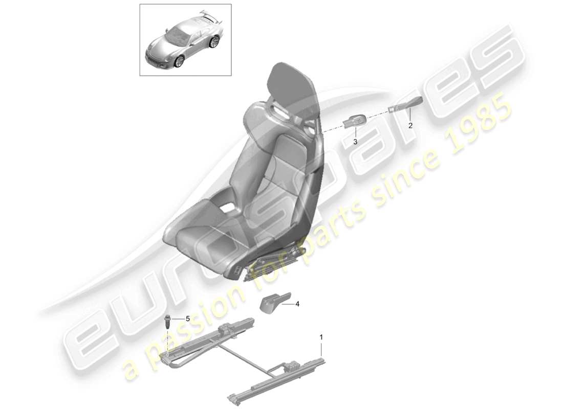 porsche 2021 (991-2 r/gt3/rs) sedile a secchiello pieghevole (completo) non più disponibile schema dei componenti