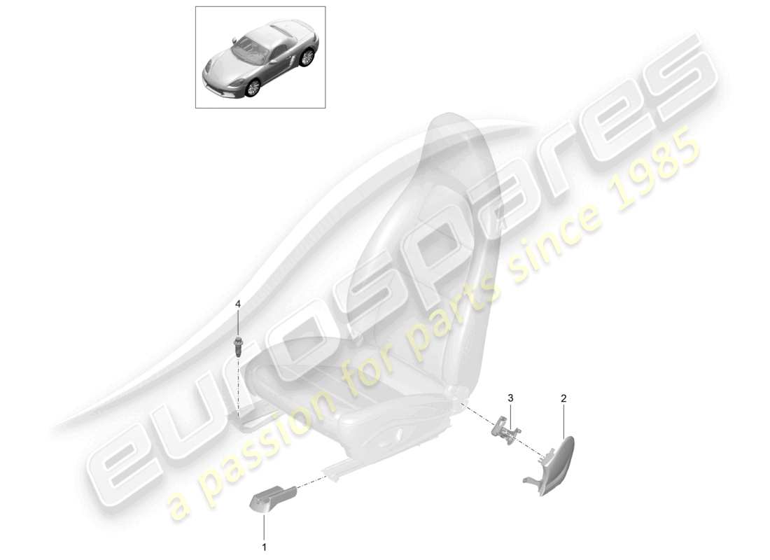 porsche 2023 (718 boxster) sedile anteriore sportivo sedile sportivo plus sedile a secchiello non più disponibile pannello di rivestimento schema delle parti