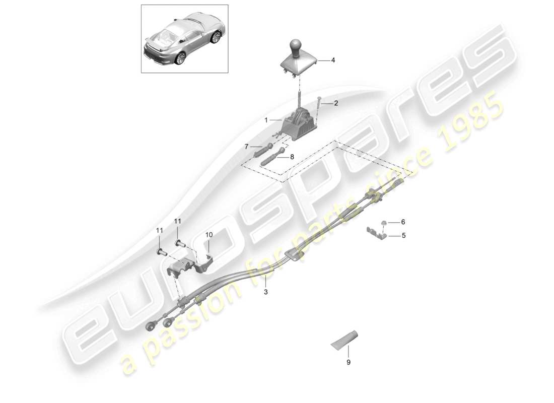 porsche 2021 (991-2 r/gt3/rs) leva del cambio cambio manuale schema delle parti