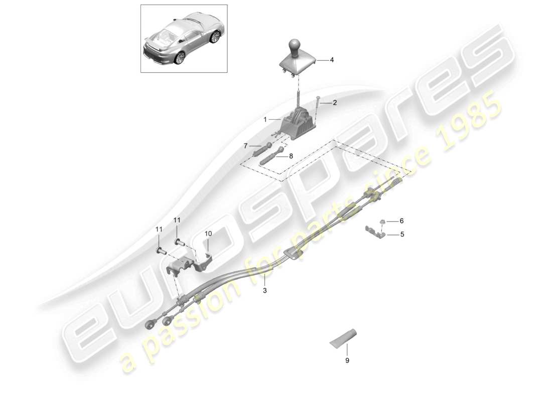 porsche 2021 (991-2 r/gt3/rs) meccanismo di selezione cambio manuale d - mj 2018>> schema dei componenti