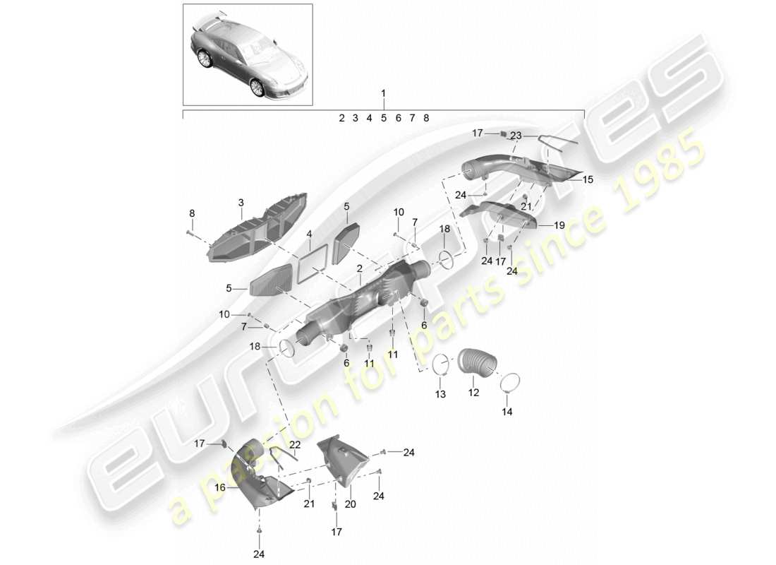 porsche 2021 (991-2 r/gt3/rs) filtro aria gt3 schema componente rs
