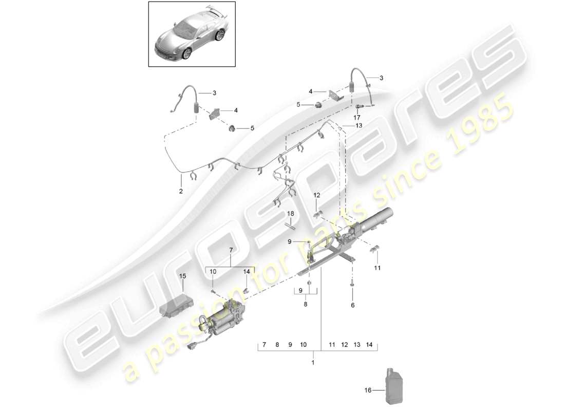 porsche 2021 (991-2 r/gt3/rs) sospensione adattiva assale anteriore d - mj 2019>>diagramma componente speedster