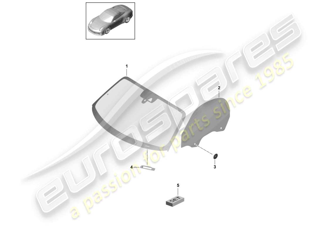 porsche 2021 (991-2 r/gt3/rs) parabrezza, finestrino laterale, diagramma delle parti