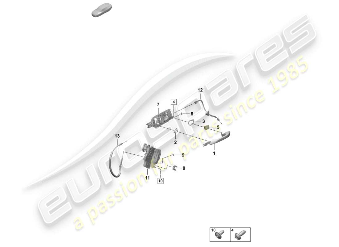 porsche 2025 (macan-e) maniglie delle porte posteriori serratura delle porte accessori schema delle parti