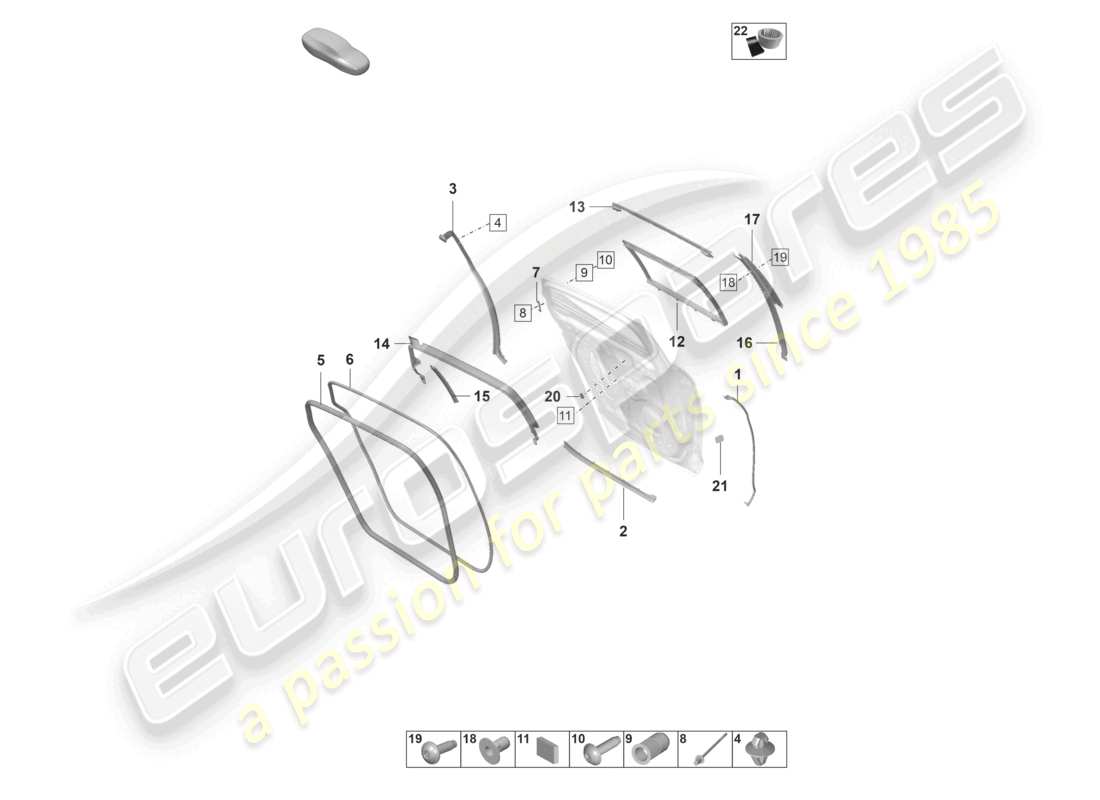porsche 2024 (panamera 971-2) porte posteriori guarnizione guida finestra accessori schema ricambi