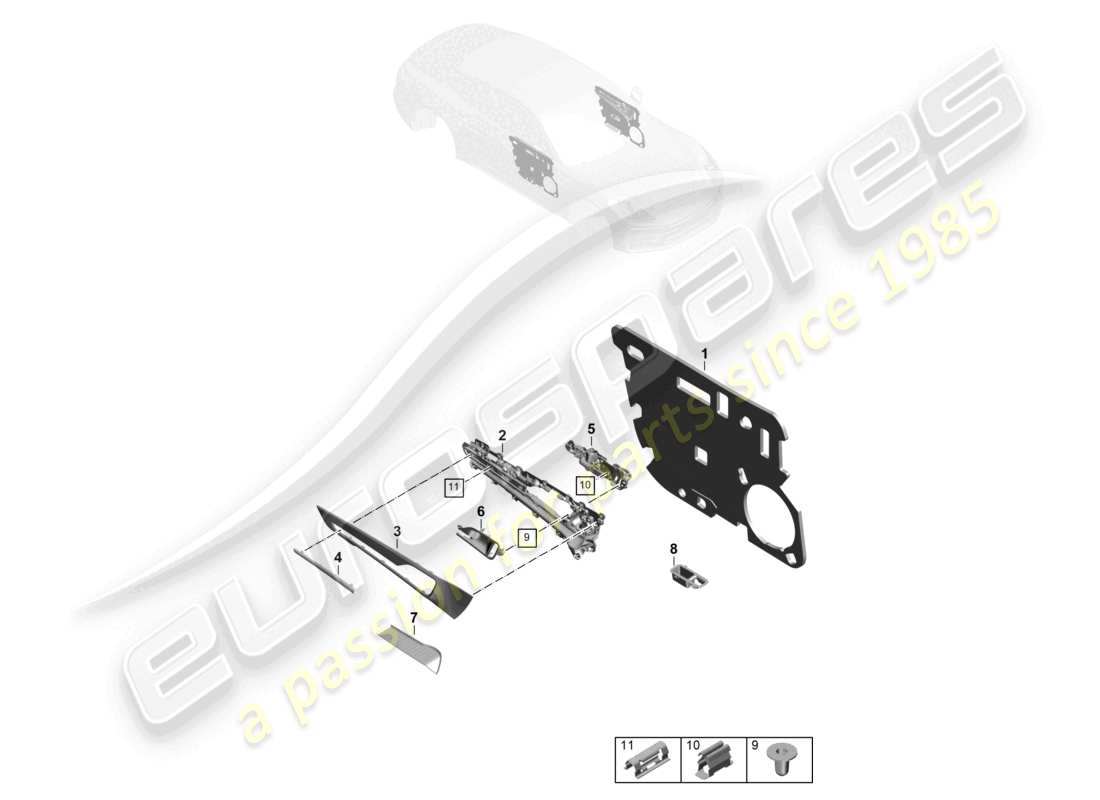 porsche 2025 (panamera 976) pannello porta porte anteriori accessori schema delle parti
