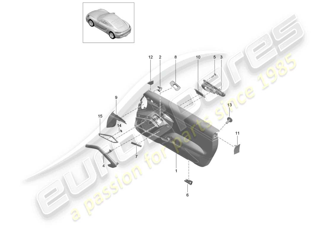 porsche 2021 (718 cayman) pannello porta accessori rivestimento carbonio parte diagramma