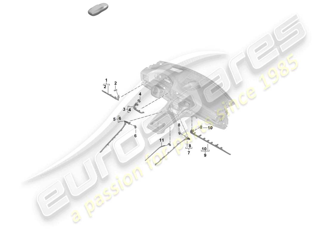 porsche 2025 (panamera 976) lampada per illuminazione d'ambiente colonna dello sterzo consolle centrale cassetto portaoggetti schema delle parti
