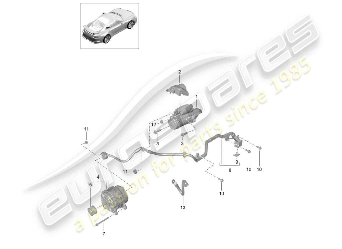 porsche 2021 (991-2 r/gt3/rs) schema elettrico della linea di terra dell'alternatore del motorino di avviamento
