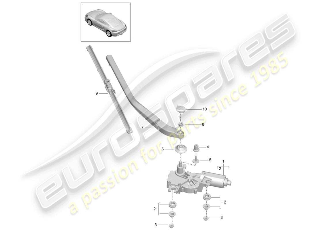 porsche 2023 (718 cayman) tergicristallino posteriore schema delle parti