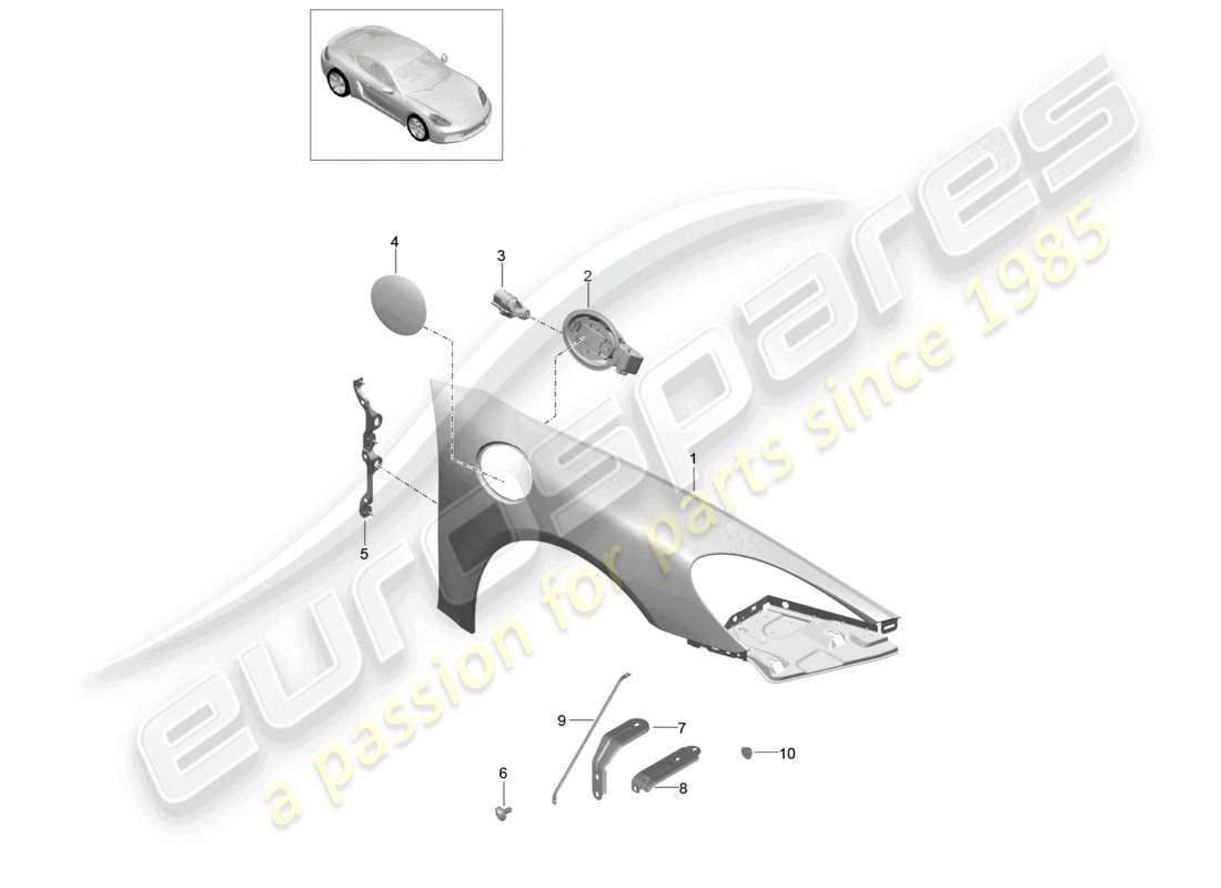 porsche 2022 (718 cayman) diagramma delle parti dell'ala